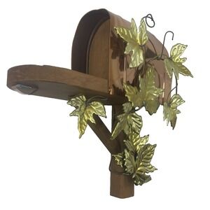 Home Interior Mailbox And Leaf Decor Wooden And Metal Wall Hanging Plaque 12x9x4